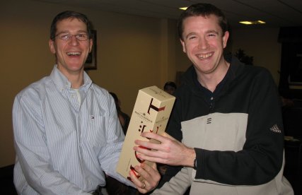 Peter Presenting the Prize to Alan