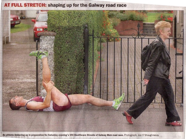 Peter Stretching Before The Streets 2005 (Irish Times)