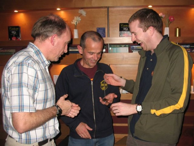 James and Alan admiring Mick's new watch